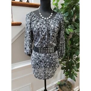 Loved by Heidi Klum Womens Black & White Long Sleeve Scoop Neck Top Size Small